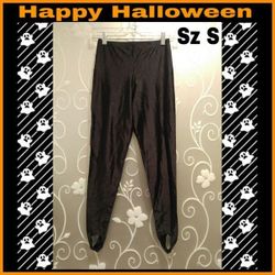 VINTAGE BLACK SPANDEX STIRRUP LEGGINGS FOR HALLOWEEN COSTUME SIZE S
