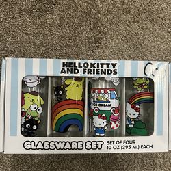 Hello Kitty & Friends Glassware Set Of 4 10oz Each