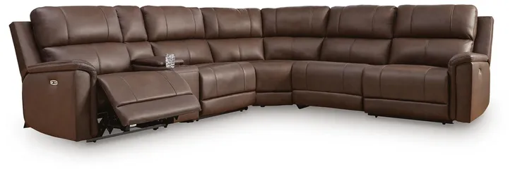 Leather Sectional Sofa 3-piece dark brown