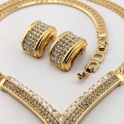 AUTHENTIC RARE VINTAGE Christian Dior Rhinestone Necklace & Earrings Set