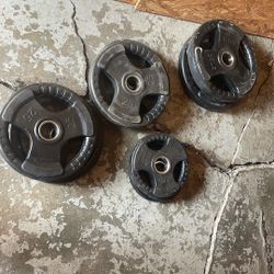 Rubber Weight Plates And Curl Bar
