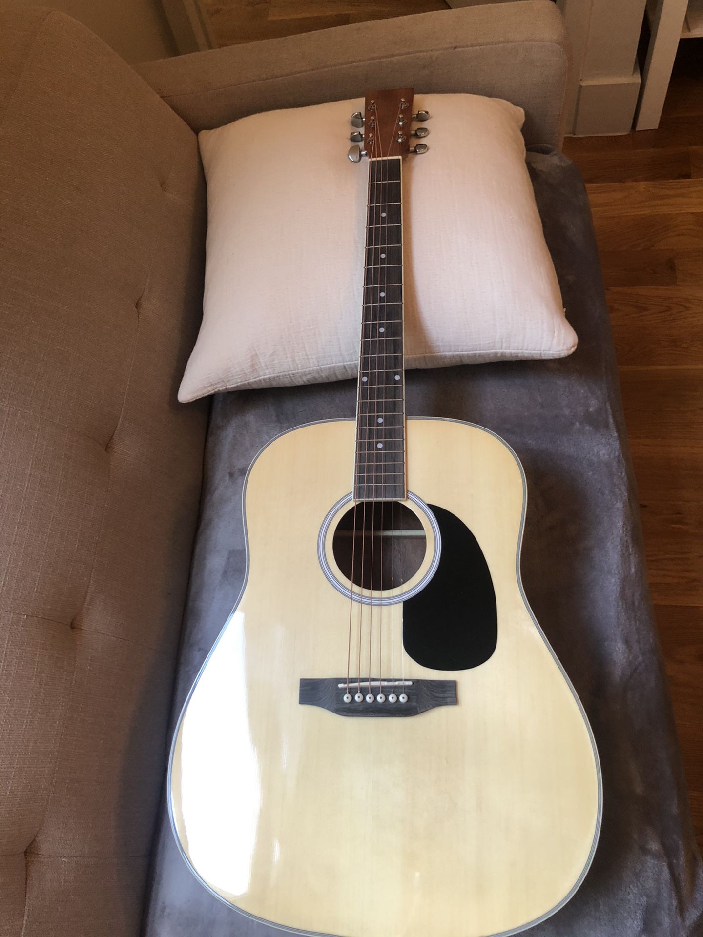 Wood acoustic guitar