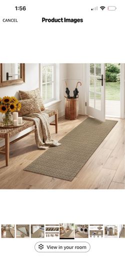 Beige and black runner