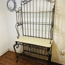 Vintage Wrought Iron Glass Shelves Shelving 