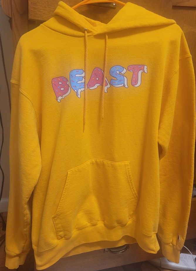 Mr Beast Yellow Frosted Donut Champion Pullover Hoodie - Adult Medium