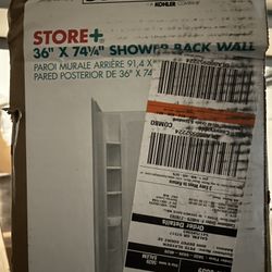 STORE+ 36 in. x 74 1/4 in. 1-Piece Direct-to-Stud Alcove Shower Back Wall in White 