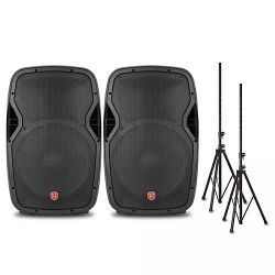 Harbinger VARI V1015 15" Powered Speakers and Stands