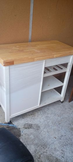 Kitchen block, refrigerator and desk