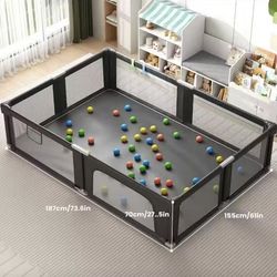 Foldable Playpen for Babies and Toddlers with Mat, 73" x 61" Playard for Indoor & Outdoor