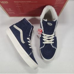 Vans Sk8-Hi Cozy Hug Parisian Night Navy Blue Faux Fur Sherpa Sneakers Men 9.5