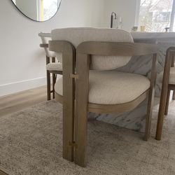 Beige Cream Chairs With Solid Wood Legs 4 Total