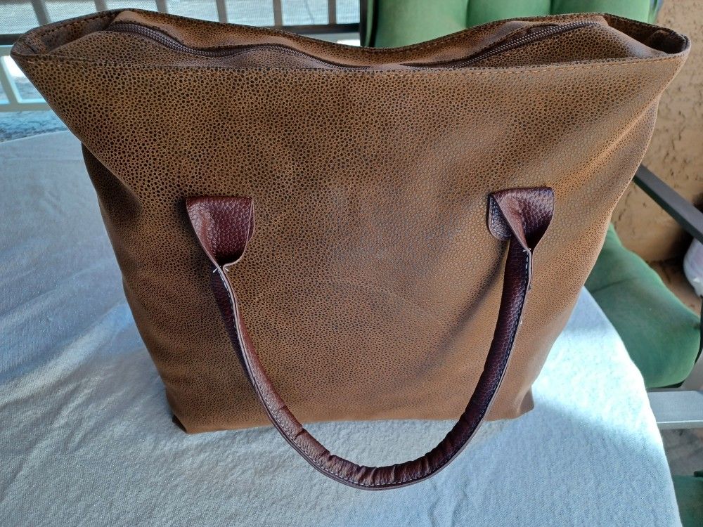 NEW Brown Suede-Like Tote Bag