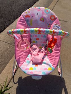 Pink Baby Bouncer Seat with Toys