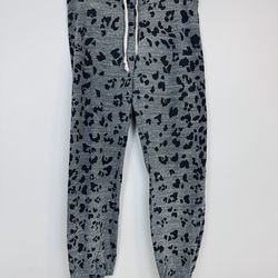 Monrow Gray & Black Leopard Print Sweatpants