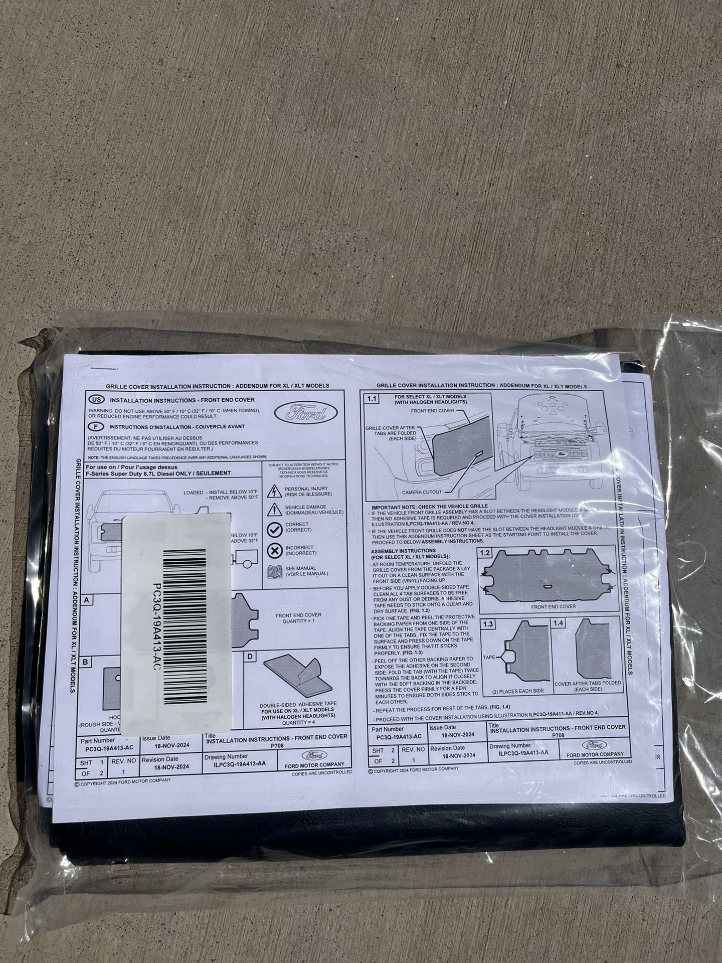OEM Ford Winter Grille Cover