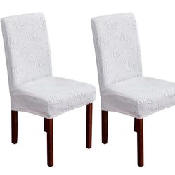 Dining Chair Covers, Stretch Chair Covers Parsons Slipcover, Removable, Washable, White, 2 pack