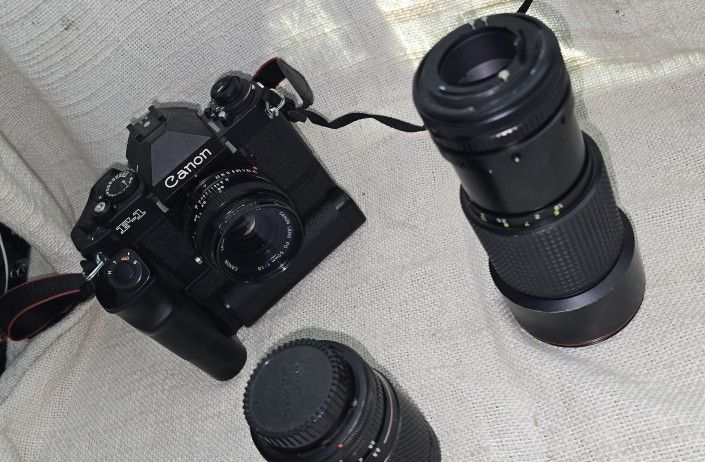Canon New F-1 - Lens, AE Finder, Data Back, And Power Winder *Read Description