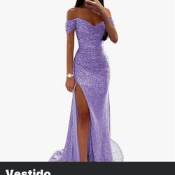 Vestido de gala color lila nuevo talla M Juvenil