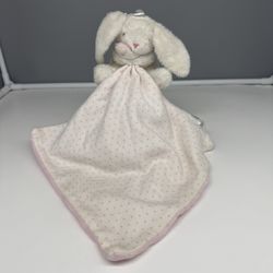 George Brand Plush Bunny Rabbit Baby Lovey with Pink Polka-Dot Pattern. NWT