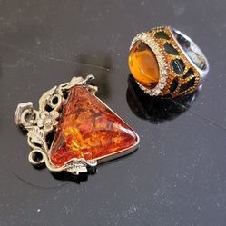 Amber Ring And Pendant