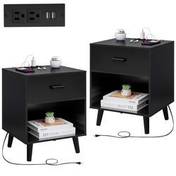 Black round table with base and drawer, black set of 2 Charge Master in the chamber Do you only have one charging station on your nightstan