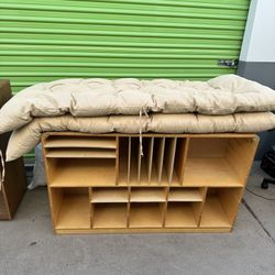 Wood Organizer & 2 Patio/Pool Chair Cushions (24”x66”)