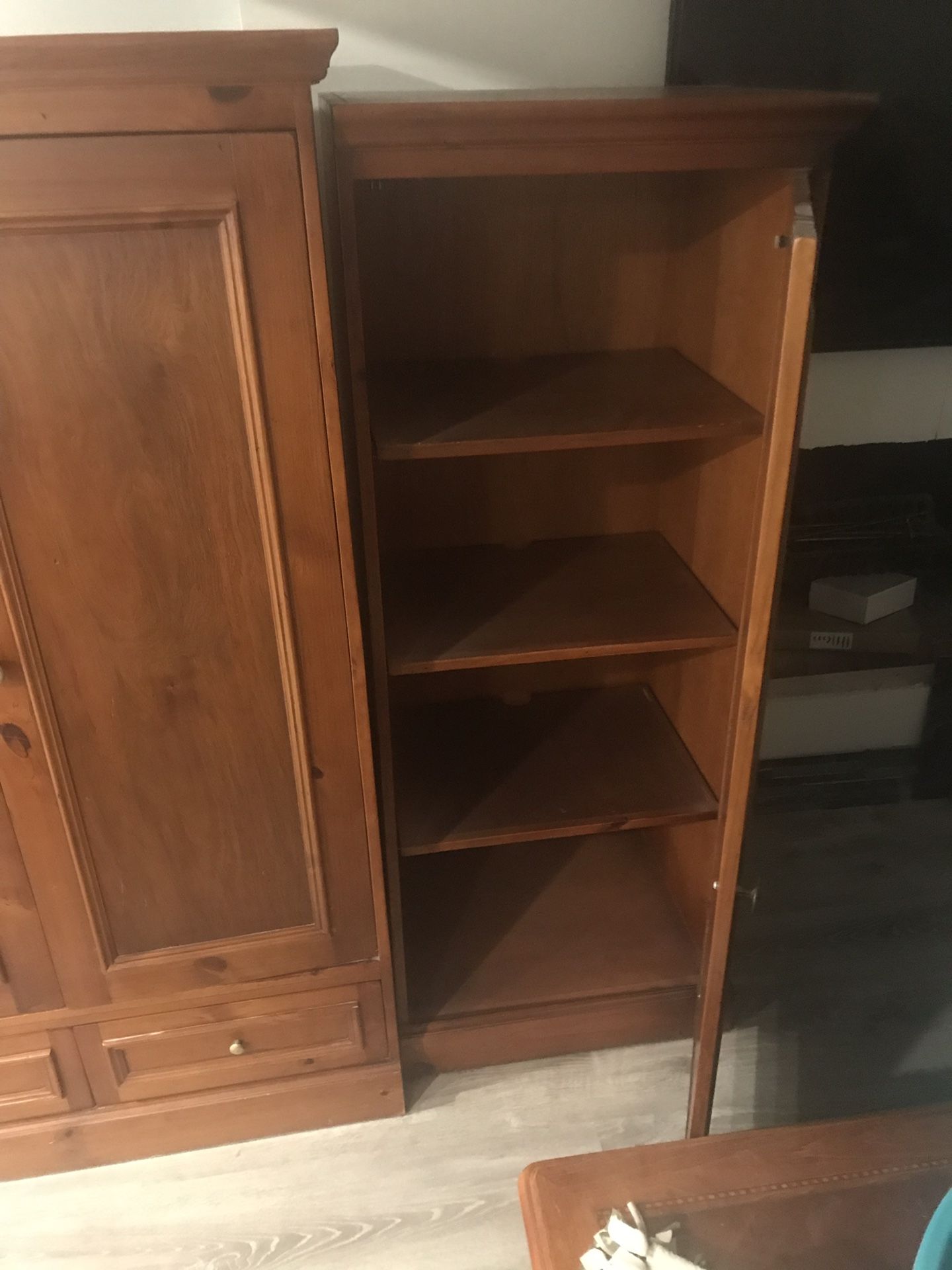 3 piece entertainment center, coffee table and two end tables for Sale