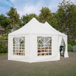 20x15 ft Party Tent, Heavy Duty Event Tent with 1 Doors and 7 Windows,White Wedding Tent, Waterproof,UV Protection Outdoor Gazebo Pavilion Shelter Ten