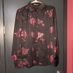 Men's Red Rose Button Up