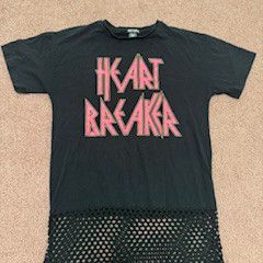 Medium heart breaker y2k hot topic fishnet vintage t shirt emo punk goth top