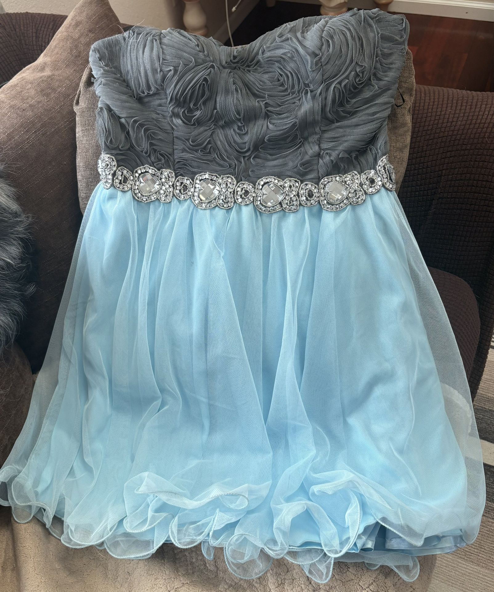 Gray And Light Blue Dress