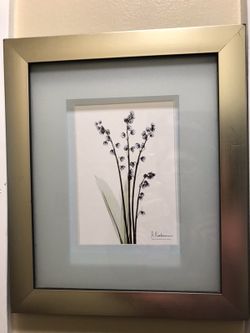 Framed matted floral art