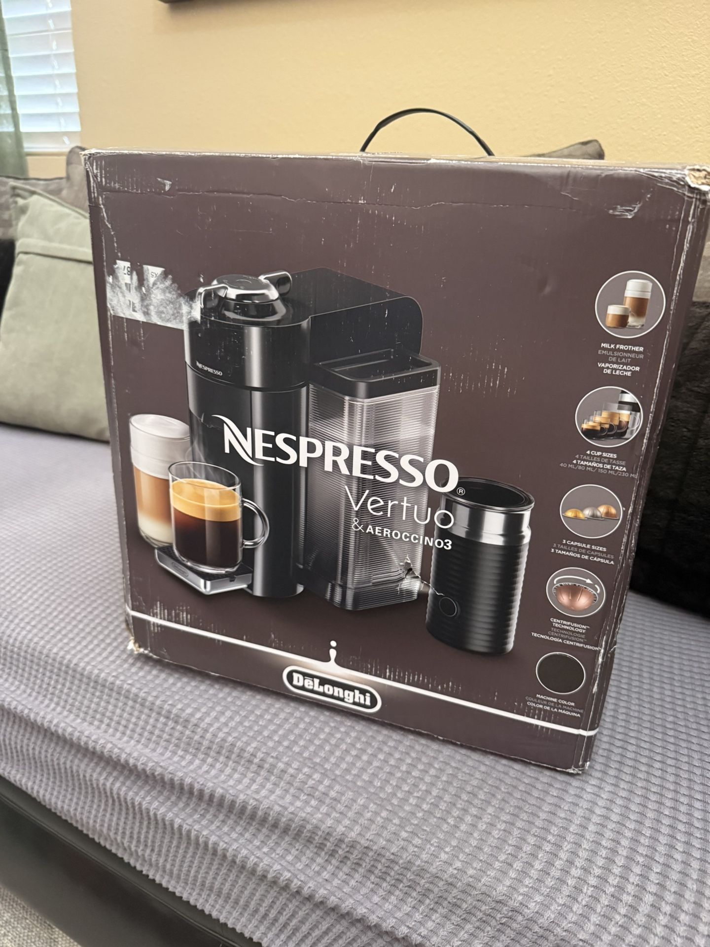 Nespresso Vertuo Coffee and Espresso Machine by De'Longhi with Milk Frother, 1000 Milliliters, Graphite Metal