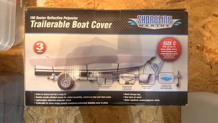 Shoreline Marine 20-22 ft Size C Reflective Trailerable Boat Cover Gray NEW