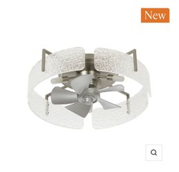 Parrot Uncle 20” Satin Nickel Flush Mount Ceiling Fan with Light & Remote – New