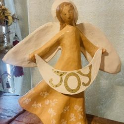 Studio Nova Paper Mache 17” Christmas Angel Vtg, Hand Crafted, Thailand