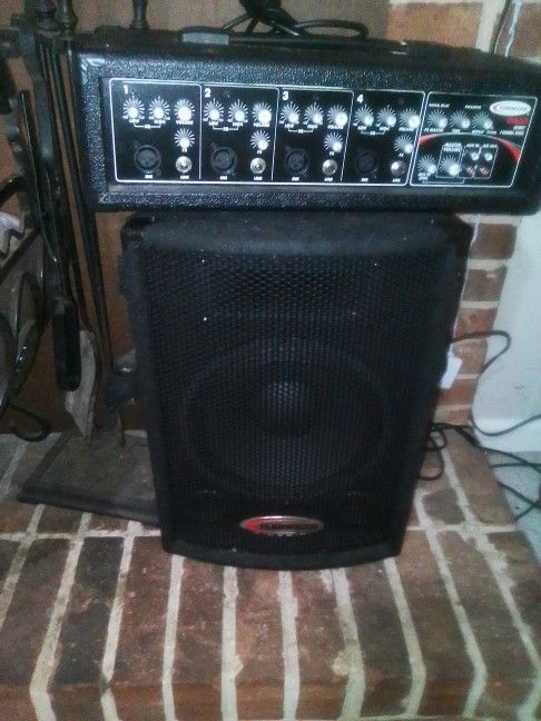 2 Speakers Sound Amplifier With Microphone Stand