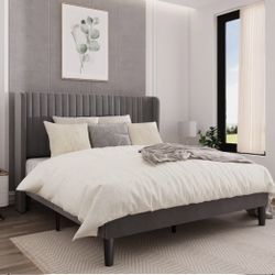 Queen Velvet Upholstered Bedframe