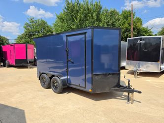 2027 New 6x12 TA Screwless Enclosed Trailer | Blackout | Spoiler Package | .08 polycor | dexter axles | 1193 (BLUE)