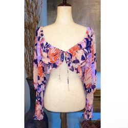 Nwot All About May Boho Floral Crop Top Size 6