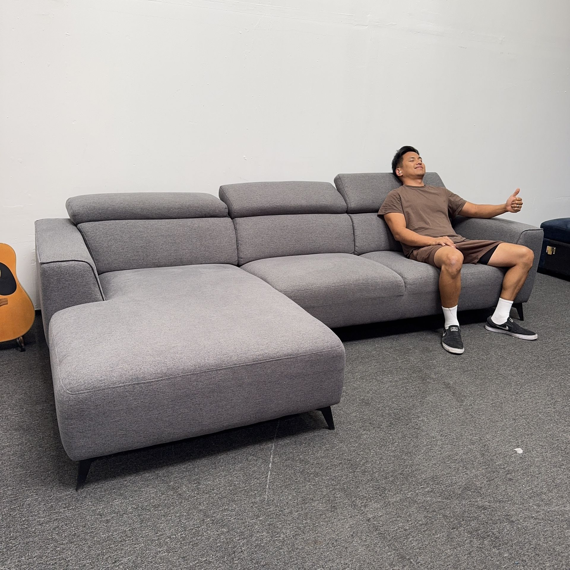 ❗️Half Priced ❗️ Gray Sectional Couch with Adjustable Headrest - Can Deliver