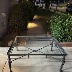 Iron & Glass Coffee Table – Industrial Vintage Style