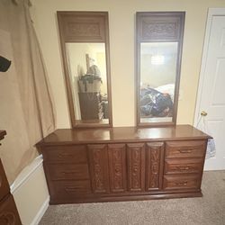 Wooden Dresser & 2 Nightstands