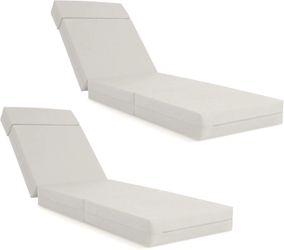 NAIZEA Chaise Lounge Cushions Outdoor Set of 2 Waterproof with Removable Cover