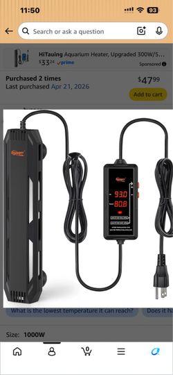 hygger Aquarium Heater 1000 watts