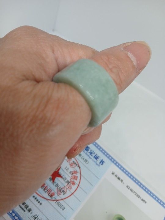 Certified Natural Burma Jade Jafrist Thumb Ring Size 8,10,11US   Widt 13mm Thickness 4mm