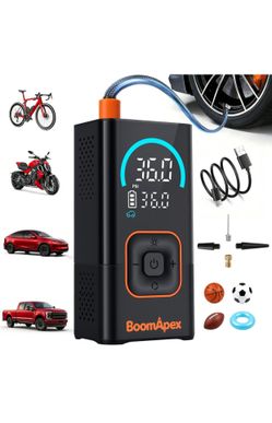 Tire Inflator Portable Air Compressor - Bike Pump with 2.88" Color Display, Real-Time Inflation Progress Bar, Air Pump with 0-150PSI Pressure Gauge, M