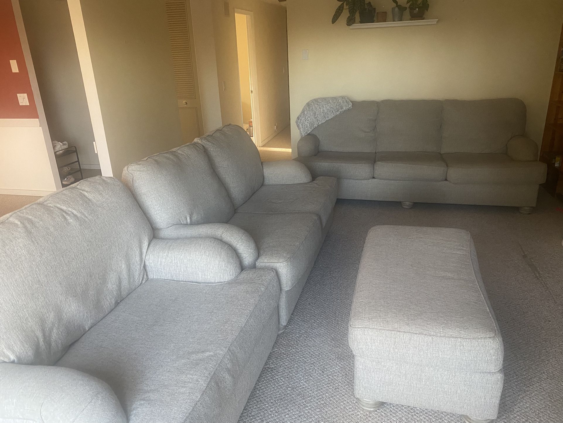 Modern Four Piece Beige Couch Set-Great Condition