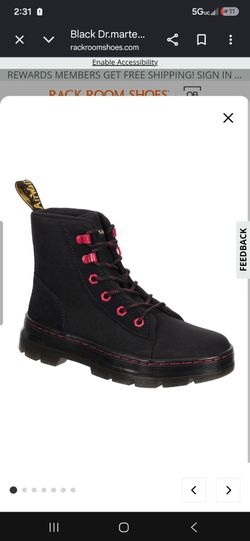 Dr. Martens Combs Utility Boots Black / Fuchsia Pink Eyelets (Women's Size 9)