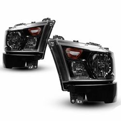 New in box -For 2019-2024 Dodge Ram 1500 Halogen Headlights w/Black Bezel Lamps Left & Right